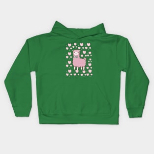 pink llamas and heart Kids Hoodie